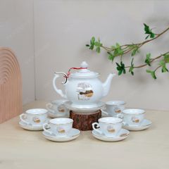 Bộ ấm trà Đài Các Giáp Thìn 2024 kẻ chỉ vàng