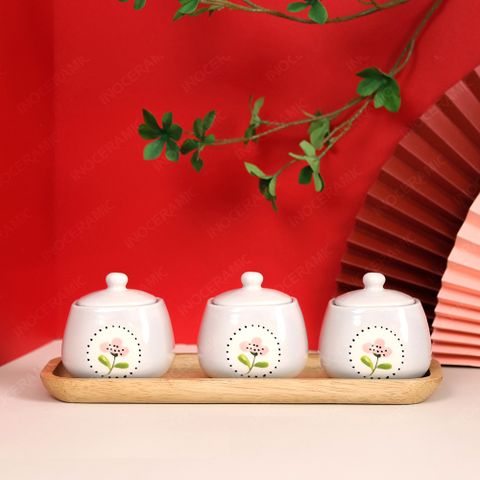 Bộ hũ mứt vuông vẽ tay