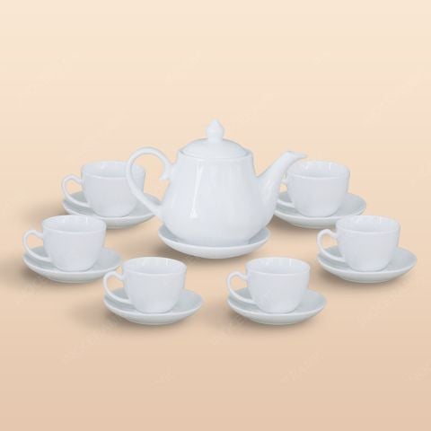 Bộ ấm trà Đức men trắng