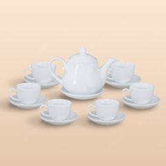 Bộ ấm trà Đức men trắng
