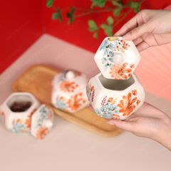 Bộ hũ mứt lục giác vẽ tay