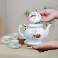 Bộ ấm trà Đài Các Giáp Thìn 2024 kẻ chỉ vàng