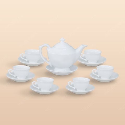 Bộ ấm trà Đèn thần men trắng