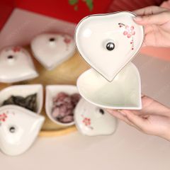 Bộ 05 hũ mứt tim Hoa Đào Bát Tràng – Set quà Tết doanh nghiệp cao cấp