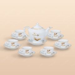 Bộ ấm trà Đèn thần sen vàng kẻ chỉ vàng - Mẫu 03