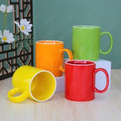 Ly sứ trụ quai C men màu kẻ miệng in logo