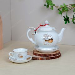Bộ ấm trà Đài Các Giáp Thìn 2024 kẻ chỉ vàng