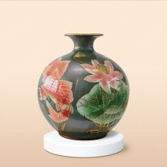 Quả hút lộc cá chép và hoa sen vẽ vàng H30