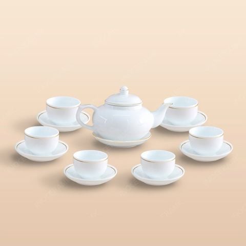 Bộ ấm trà ba kẻ chỉ vàng