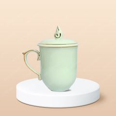 Ly sứ quai tim nắp ngọn lửa in logo