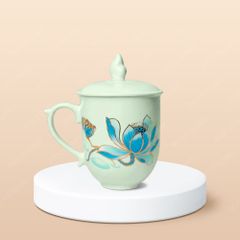 Ly quai tim nắp ngọn lửa in decal