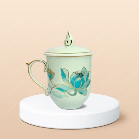 Ly quai tim nắp ngọn lửa in decal
