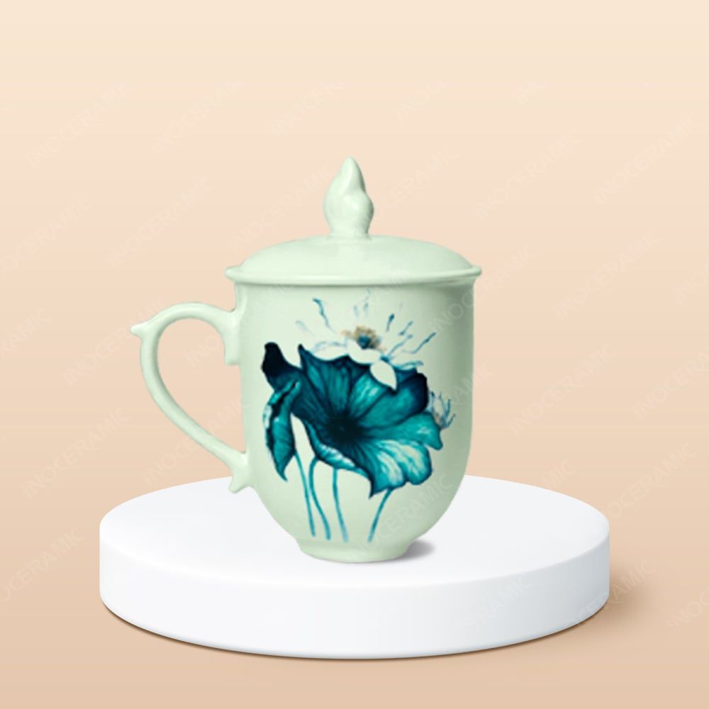 Ly quai tim nắp ngọn lửa in decal