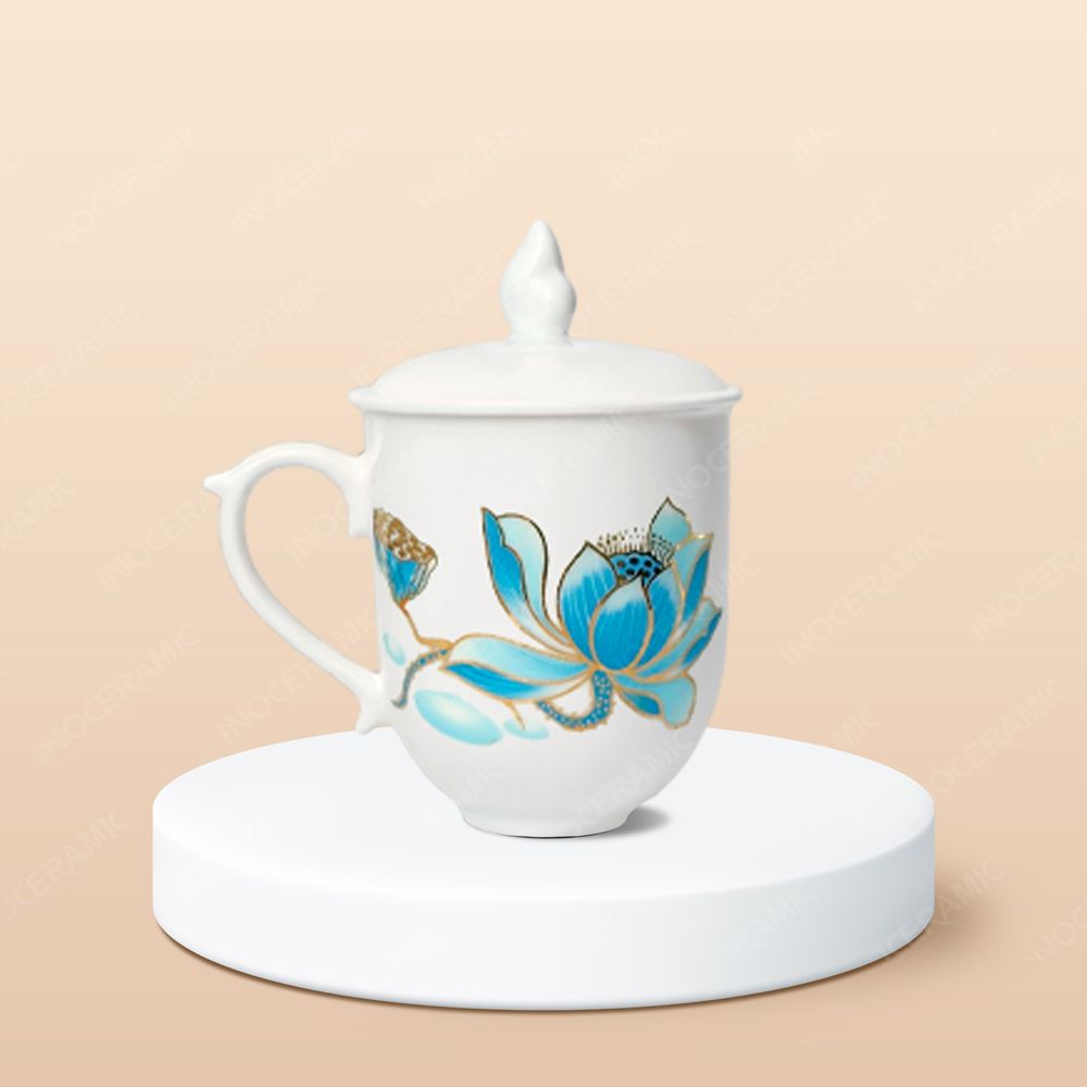 Ly quai tim nắp ngọn lửa in decal