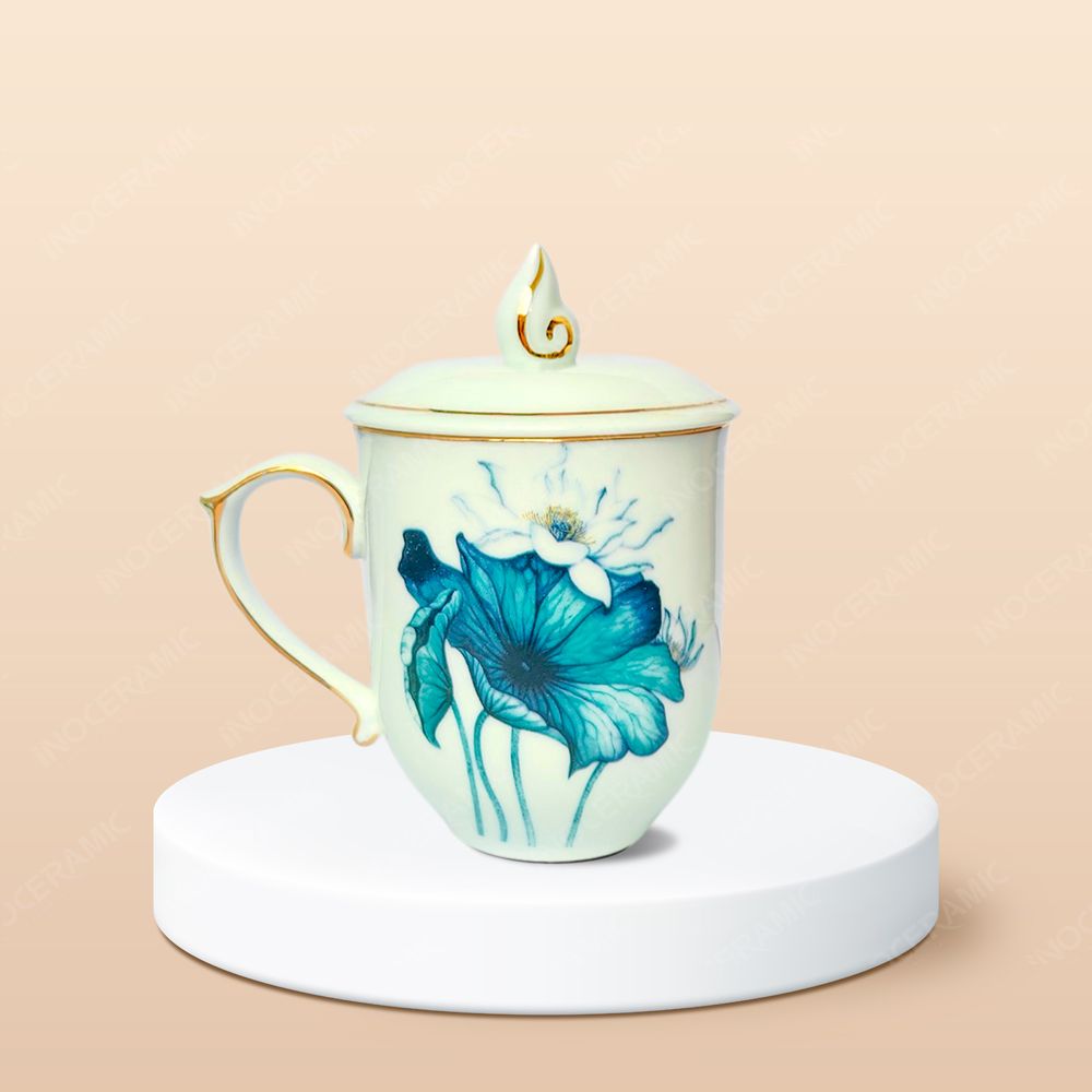 Ly quai tim nắp ngọn lửa in decal