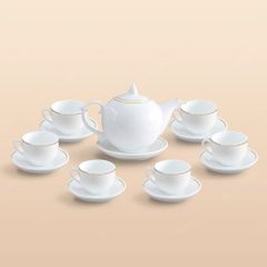 Bộ ấm trà Ngọn lửa kẻ chỉ vàng in logo