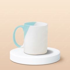 Ly sứ trụ quai C hai màu men matt in logo