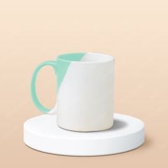 Ly sứ trụ quai C hai màu men matt in logo