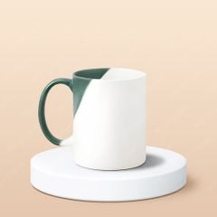 Ly sứ trụ quai C hai màu men matt in logo