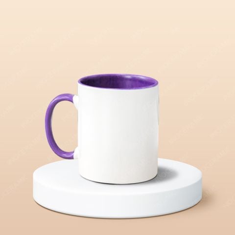 Ly sứ trụ quai C quai màu lòng màu in logo