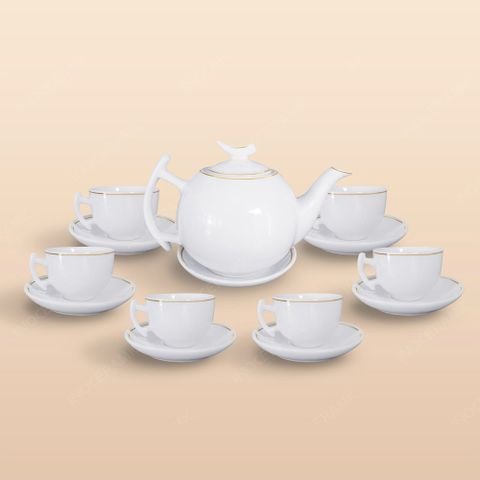 Bộ ấm trà Bưởi cành kẻ chỉ vàng