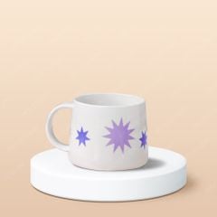 Ly sứ hiện đại quai tai dán decal in logo