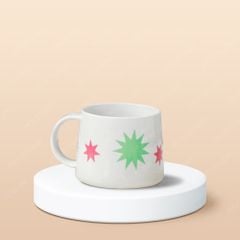 Ly sứ hiện đại quai tai dán decal in logo