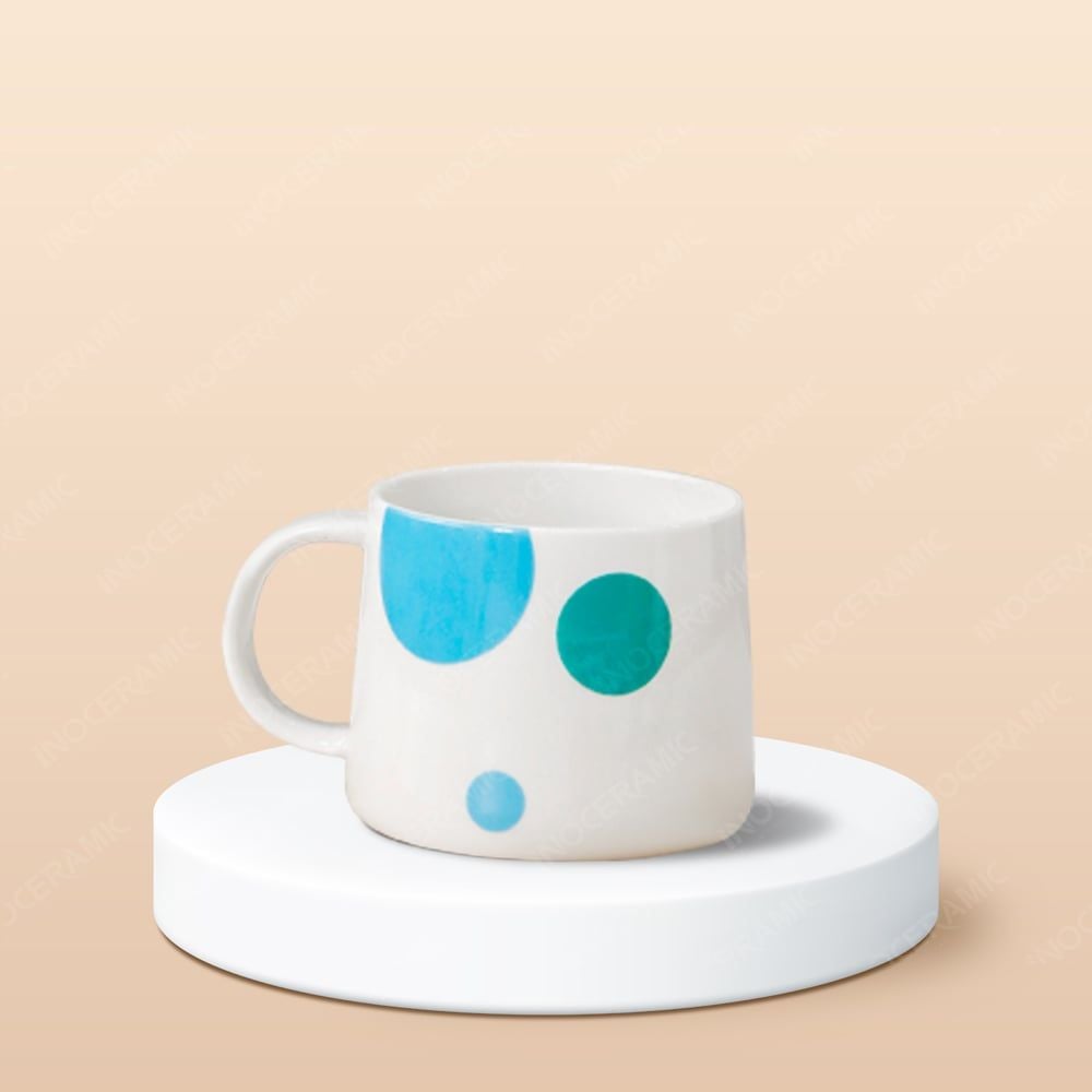 Ly sứ hiện đại quai tai dán decal in logo