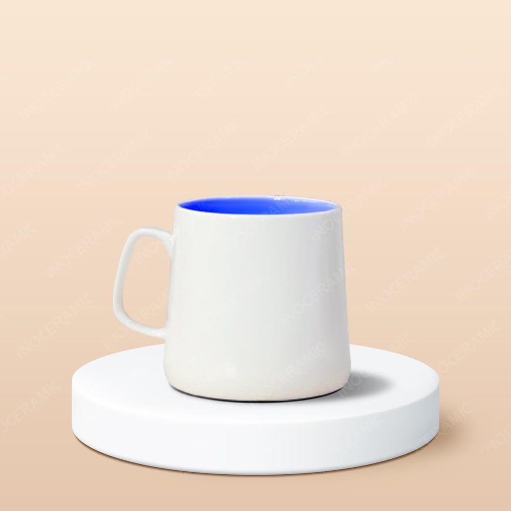 Ly sứ hiện đại quai vuông lòng màu in logo