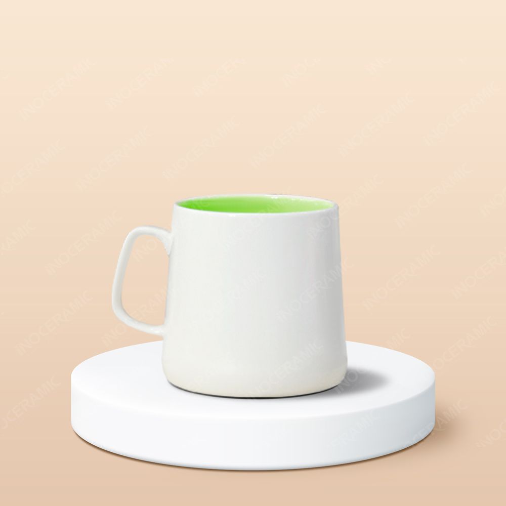 Ly sứ hiện đại quai vuông lòng màu in logo