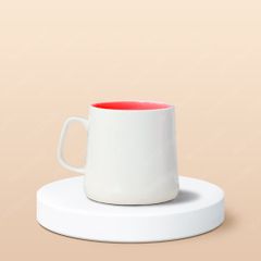 Ly sứ hiện đại quai vuông lòng màu in logo