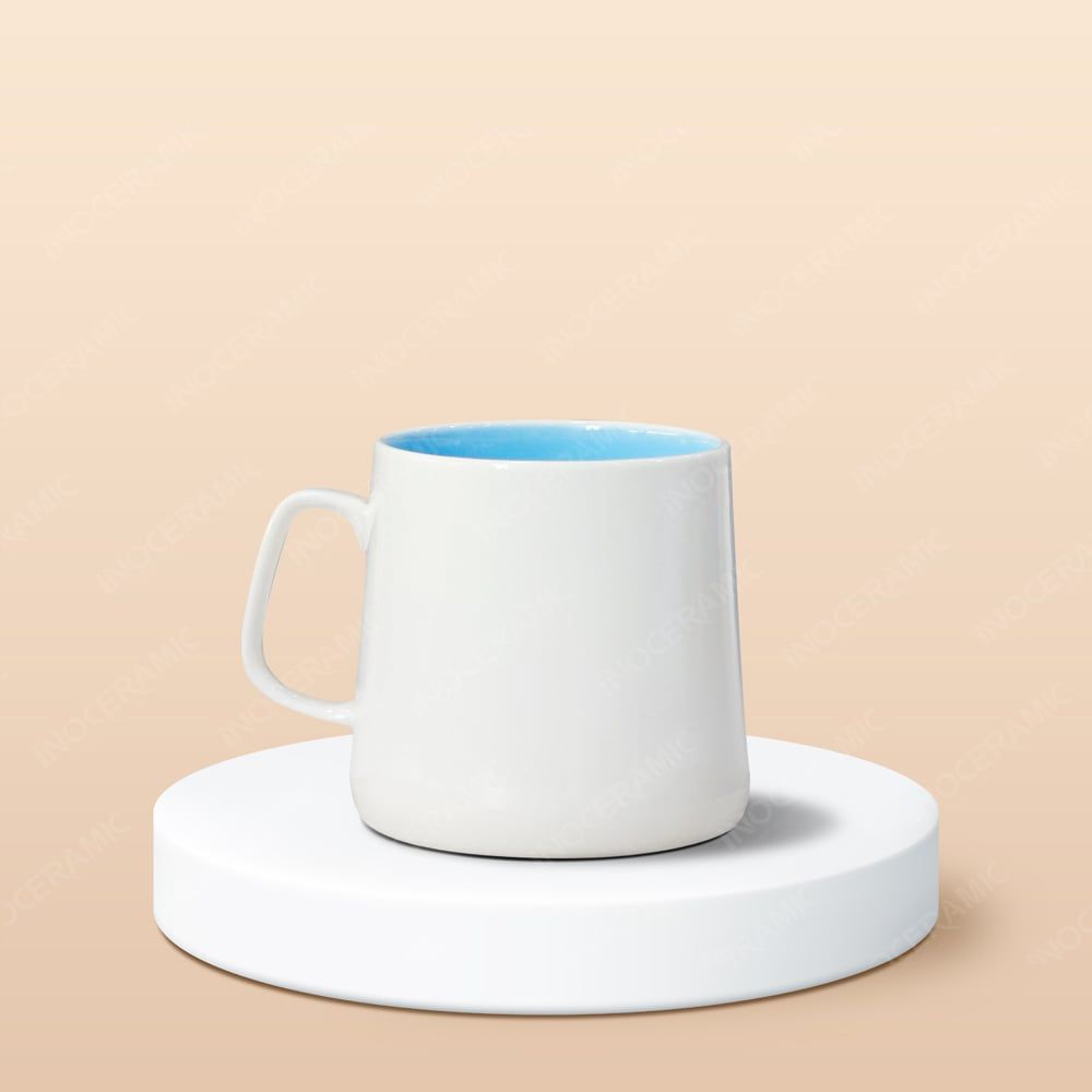 Ly sứ hiện đại quai vuông lòng màu in logo