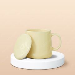 Ly sứ hiện đại quai C có nắp full màu in logo