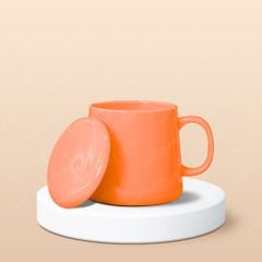 Ly sứ hiện đại quai C có nắp full màu in logo