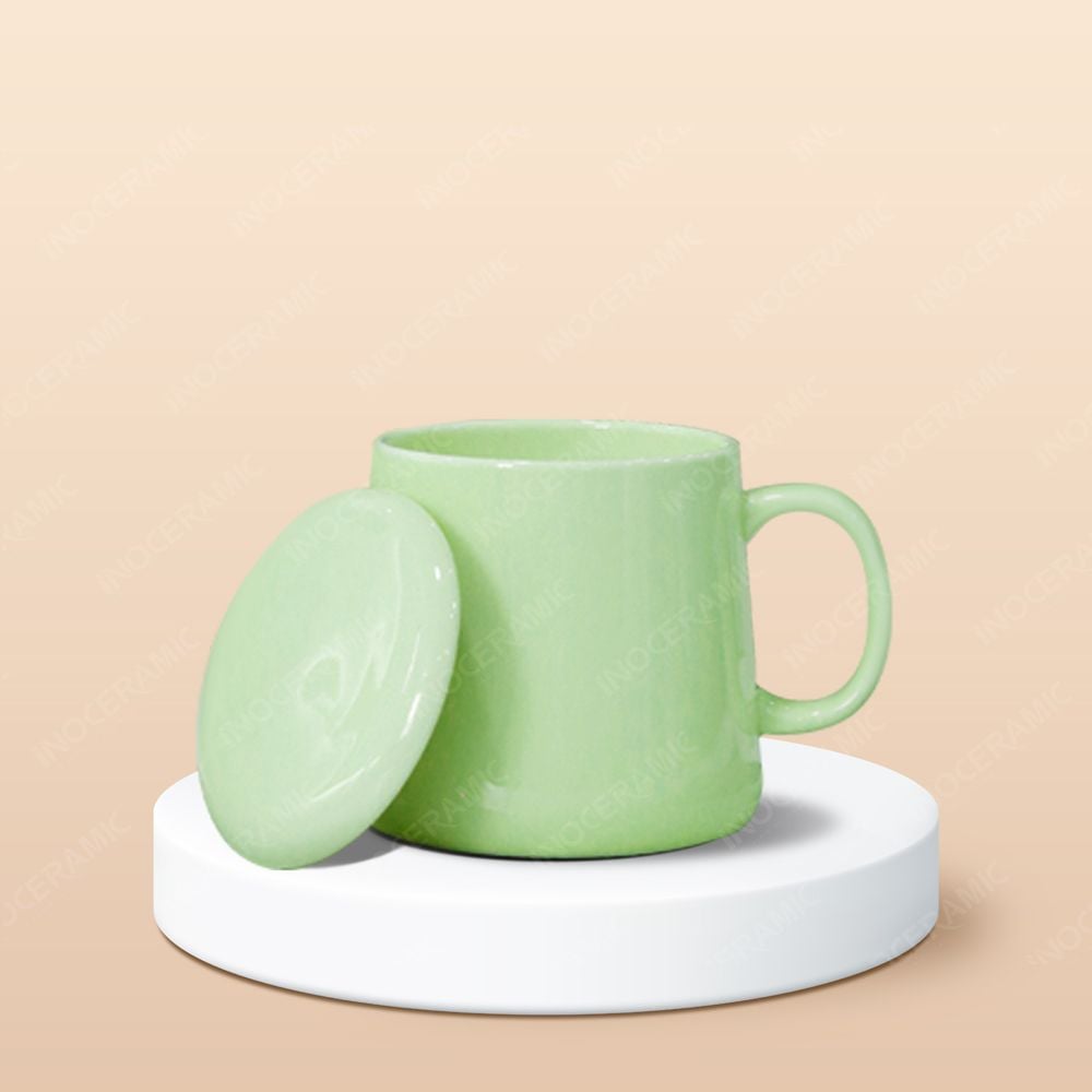 Ly sứ hiện đại quai C có nắp full màu in logo