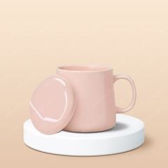 Ly sứ hiện đại quai C có nắp full màu in logo