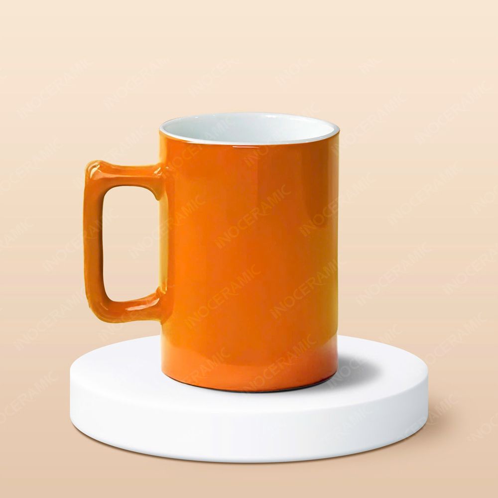 Cốc bia sứ quai vuông in logo