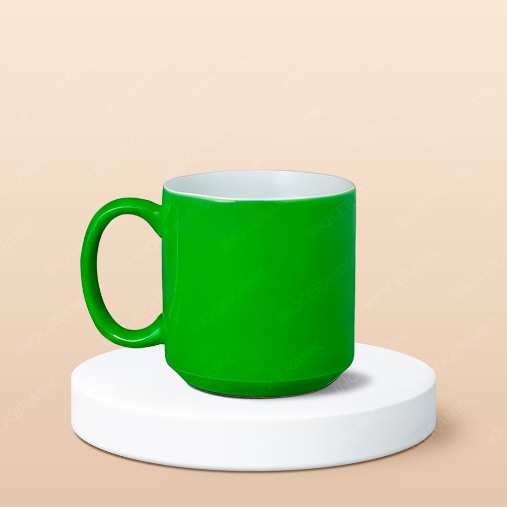 Ly sứ trụ lùn men bóng in logo