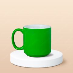 Ly sứ trụ lùn men bóng in logo