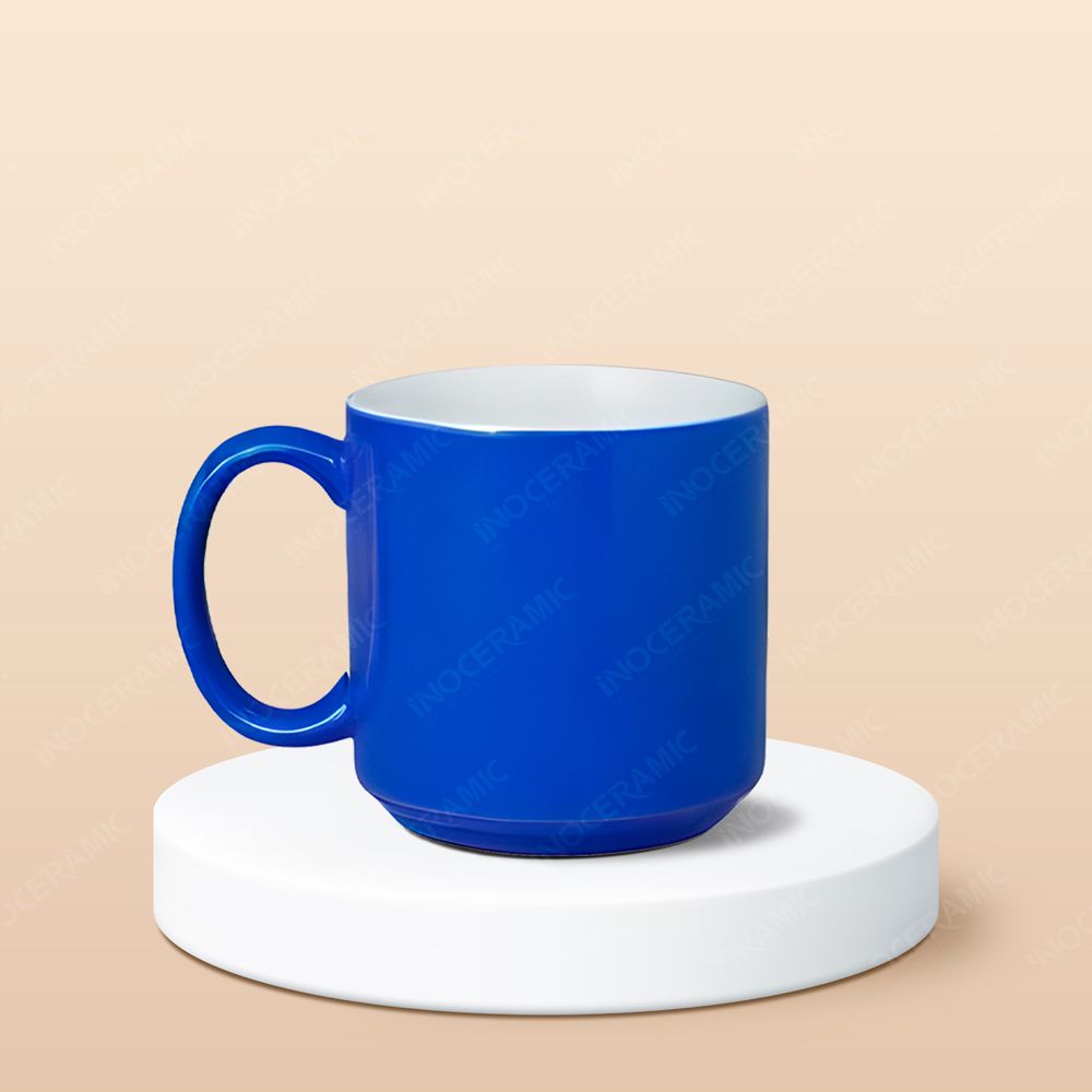 Ly sứ trụ lùn men bóng in logo