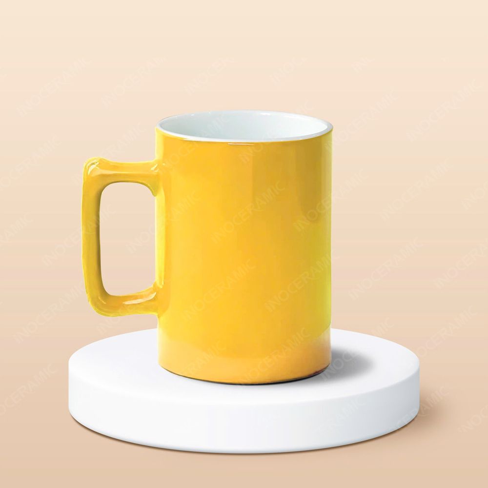 Cốc bia sứ quai vuông in logo