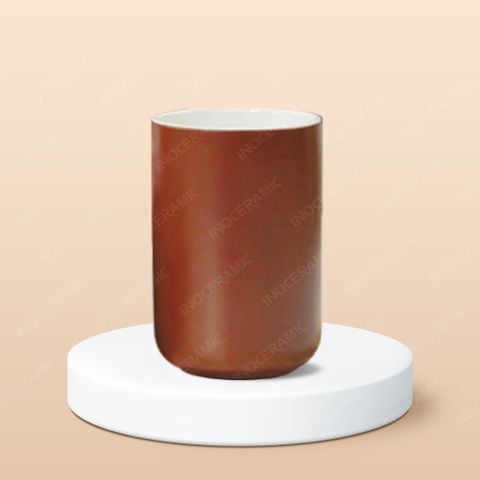 Ly sứ trụ trơn in logo