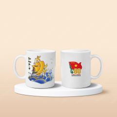 Quà tặng Quân đội - Ly sứ trụ quai C Thuận buồm in logo