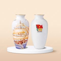 Quà tặng Quân đội - Lọ hoa Thuận buồm kẻ vàng H30