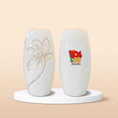 Quà tặng Quân đội - Lọ hoa Sen vàng khắc chìm H30