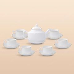 Bộ ấm trà vuông thấp kẻ chỉ vàng in logo