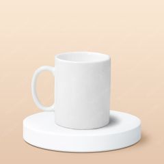 Quà tặng 8/3 - Ly sứ trụ quai C men bóng in logo