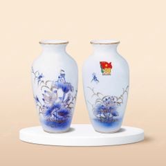 Quà tặng Quân đội - Lọ hoa Sen xanh vẽ vàng H30