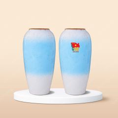 Quà tặng Quân đội - Lọ hoa men xanh loang H30