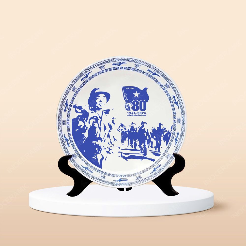 Quà tặng Quân đội - Đĩa biểu trưng Chào mừng 80 năm thành lập Quân Đội